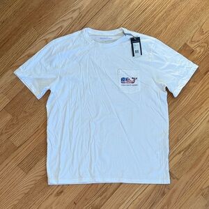Vineyard Vines White Tee with Flag Pocket